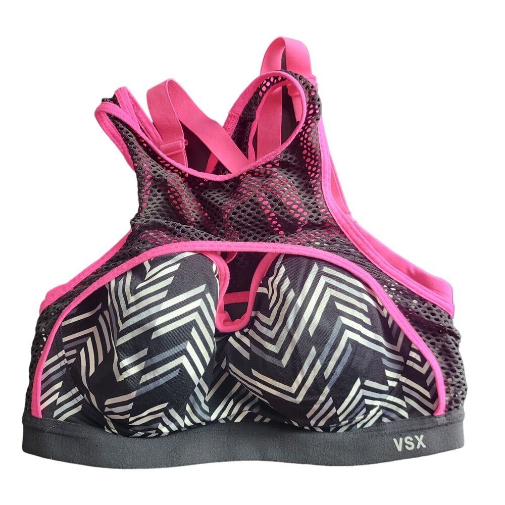 Victoria's Secret Sport‎ Bra 32D Womens Underwired Padded Black Grey Pink